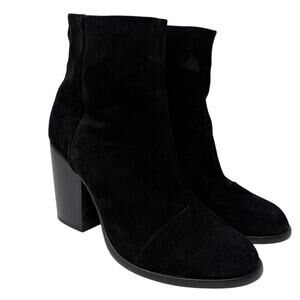 Rag & Bone Heeled Suede Boots Womens Size 37.5 US 7.5 Black Stacked Heel